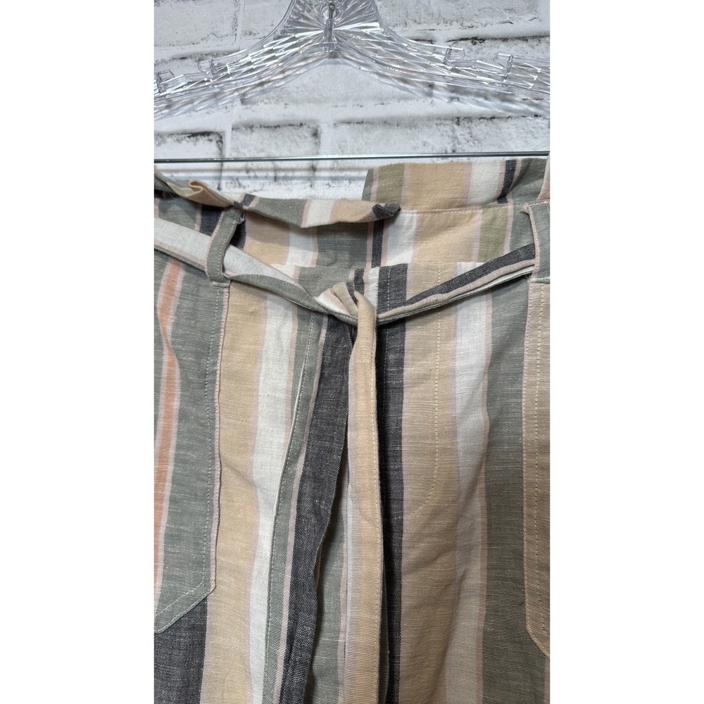 American Eagle Striped Mini Skirt with‎ Belt Womens M Beige Green Pockets - Picture 3 of 10
